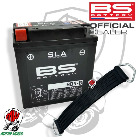 Batteria BS BATTERY SLA BB9-B + Cinghia Fissaggio PIAGGIO APE MIX 2T 50