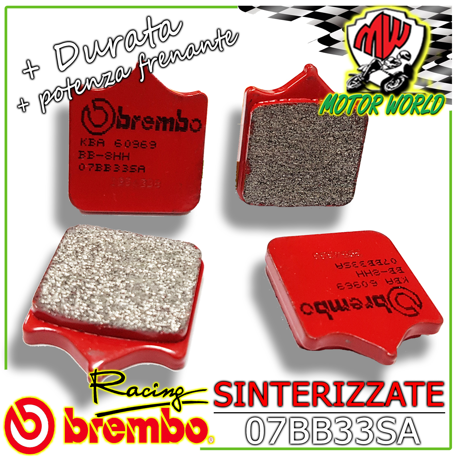 Brembo 07BB33SA - Kit 4 Pastiglie Freno Anteriori Sinterizzate SR Per KTM SMR 250 2007 E Duke 690 2008-2009