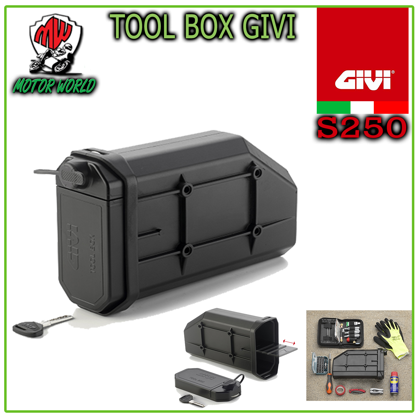 GIVI S250 TOOL BOX CASSETTA PORTA ATTREZZI DA MONTARE TRA IL