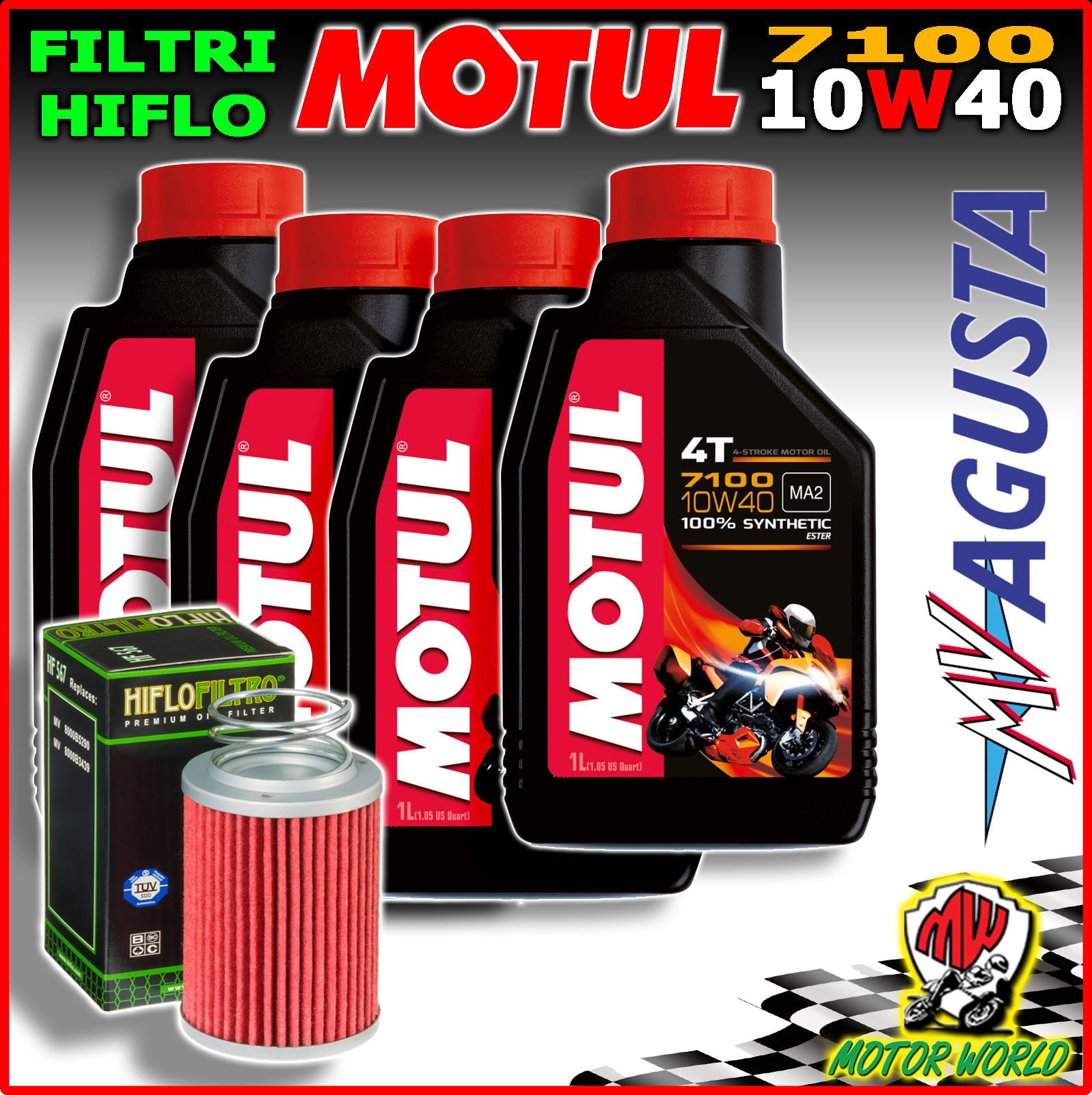 Aceite Motul 10w40 7100 100% Sintético Para Moto 4t 12litros