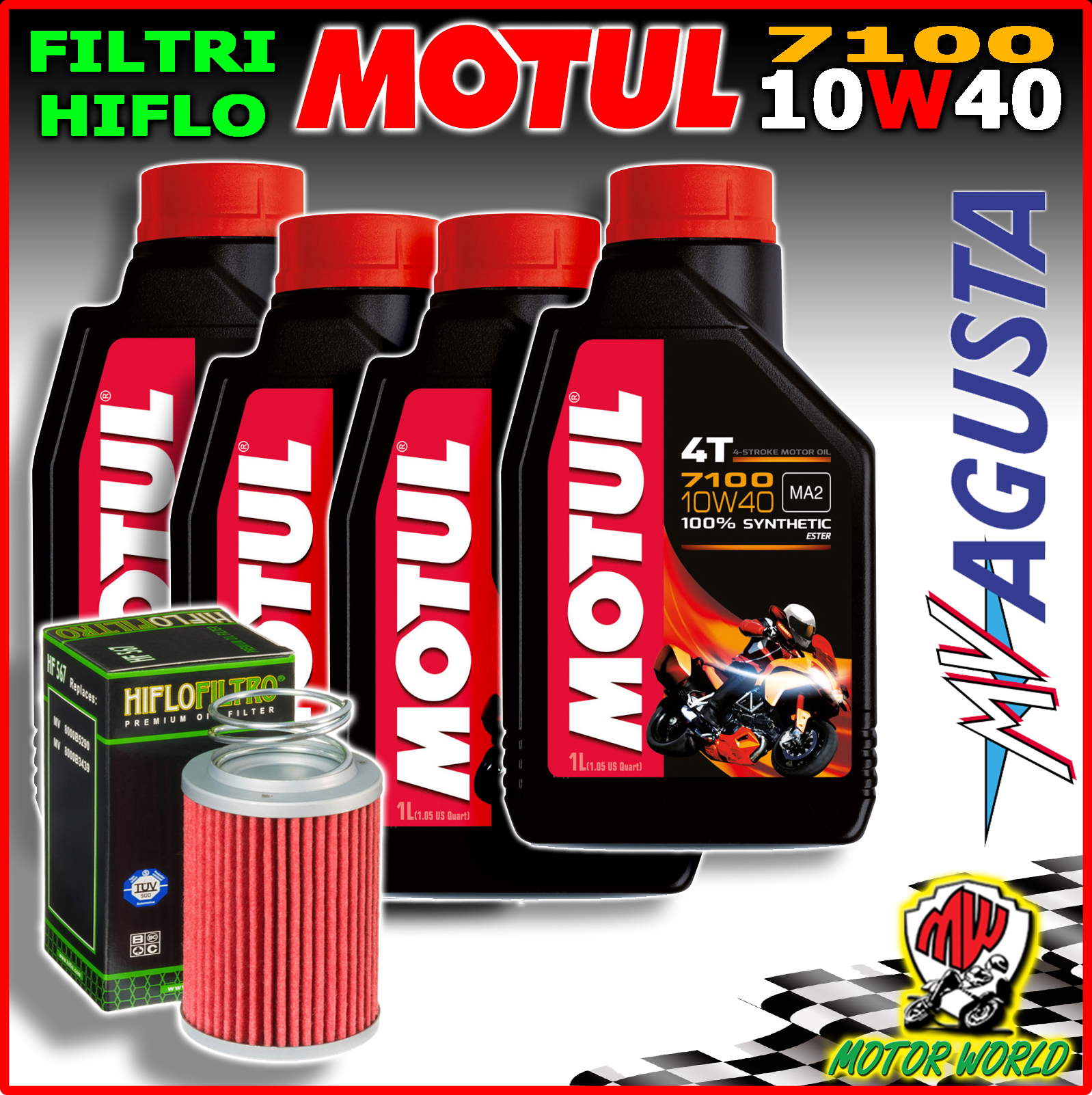 Kit Inspección MOTUL 7100 10W40 + Filtro de Aceite Mv Agusta F4-1000 2015  2016