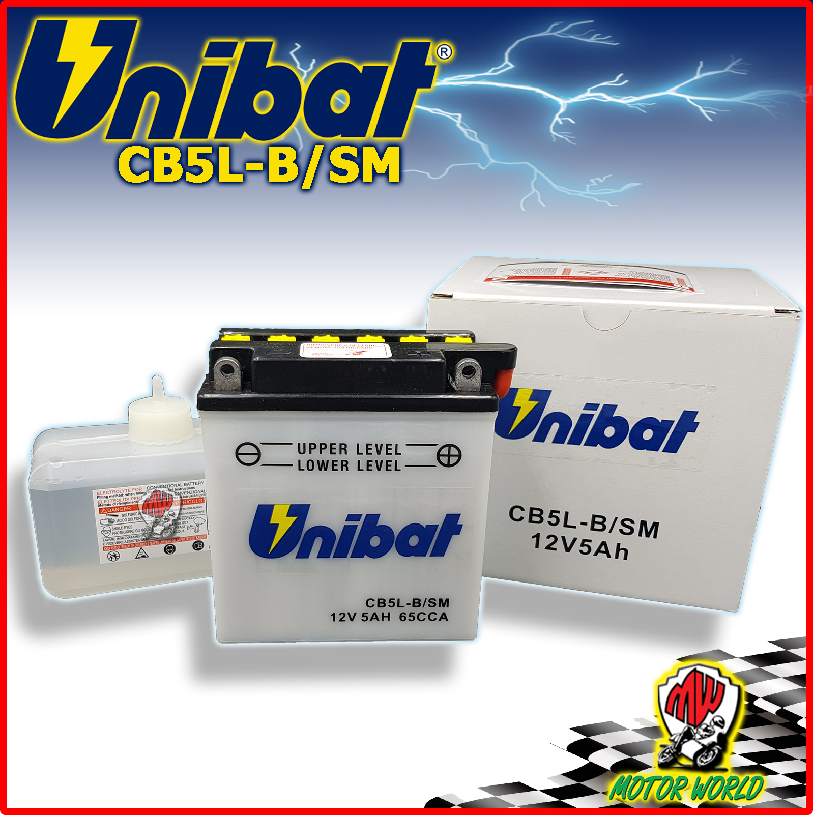 Tour 251 93-94 BATTERIA MOTO SCOOTER UNIBAT CB5L-B-SM MZ Saxon Fun