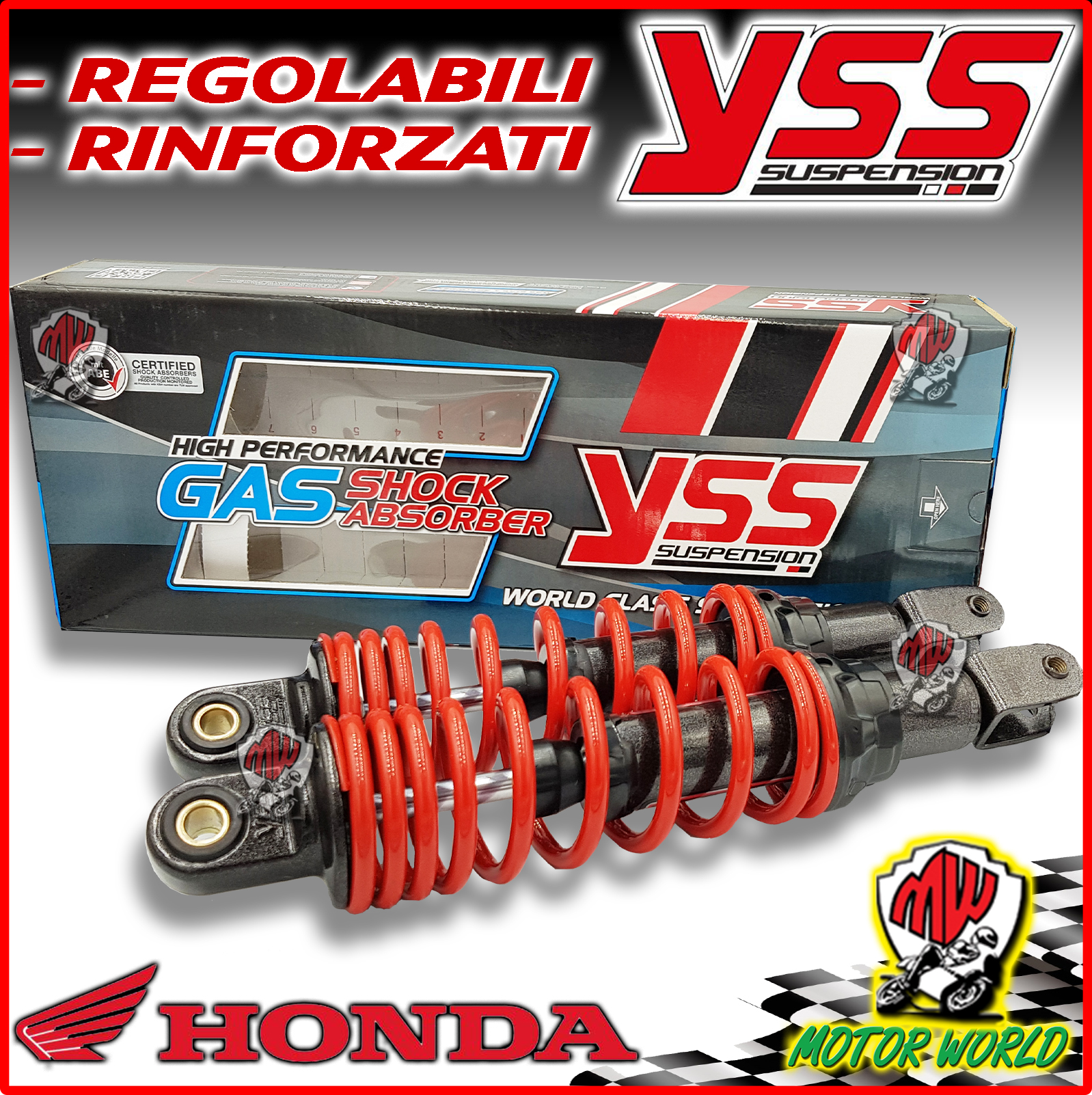 COPPIA AMMORTIZZATORI POSTERIORI REGOLABILI HONDA SH 125 2001 2002 TOP QUA.
